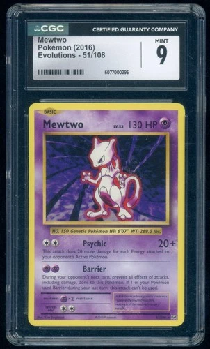 2016 Pokemon Mewtwo Evolutions 51/108 CGC 9 Mint