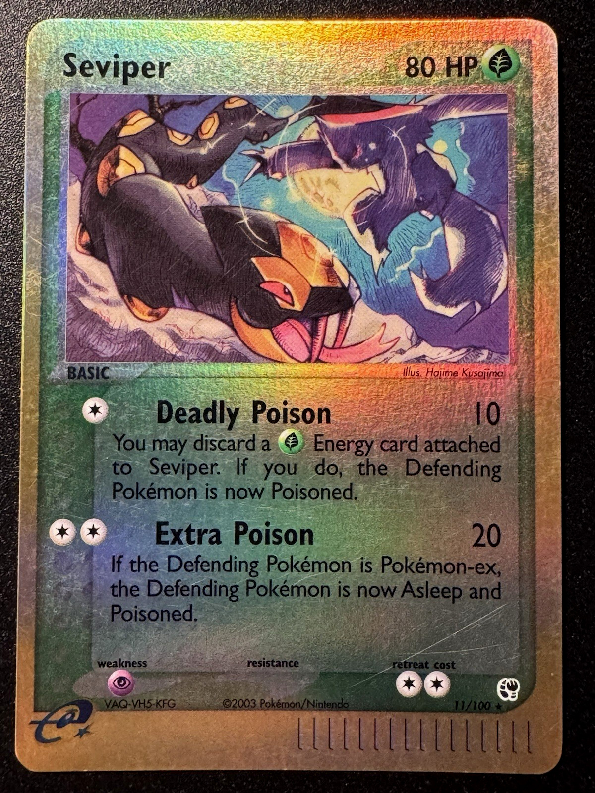 Seviper 11/100 EX Sandstorm Pokemon Card Reverse Holo Foil Rare LP
