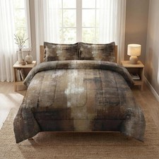 King Size Comforter Set 3 Pcs Ombre Brown Grey Bedding Soft Cozy Bedroom Decor