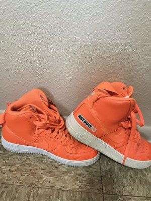 Nike Air Force 1 High Just Do It Orange White Leather Youth High-Top Sneakers