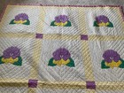 vintage quilt pansiy hand stitched quilted cotton — photo 4