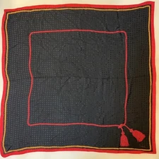 CHANEL Scarf Black Square Coco Mark Dot 100% Silk Large Size Made in Italy