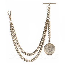 Bronze Colour Single Albert Pocket Watch Chain with Locket