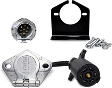 7 Pin RV Blade to 7 Way Round Trailer Socket For Pickup Trucks Tractors