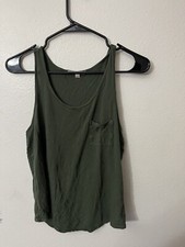 Women's Gap Green Solid Casual Tank Top Medium Pocket