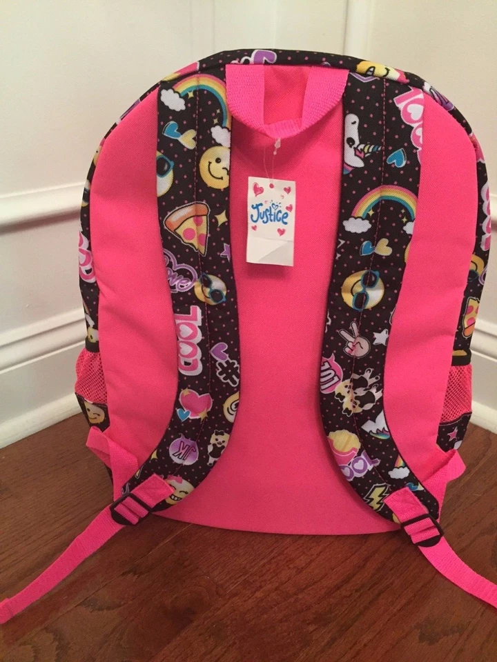 Mochila Bolso Libro Justice Emoji Negro Rosa Lunares Inicial I ¡Nuevo! Foto 2 de 2