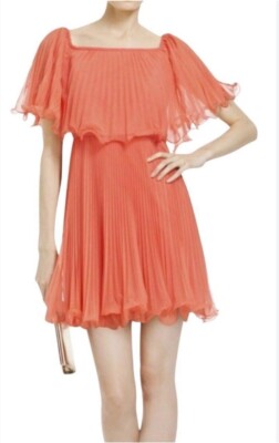 NWT $ 328 BCBGMAXAZRIA BCBG SHALOM TULLE PLEATED COCKTAIL DRESS COLAR M 8 |  eBay
