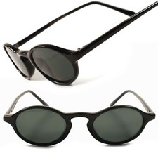 Classic Vintage Retro 80s Hipster Black Mens Womens Small Oval Round Sunglasses