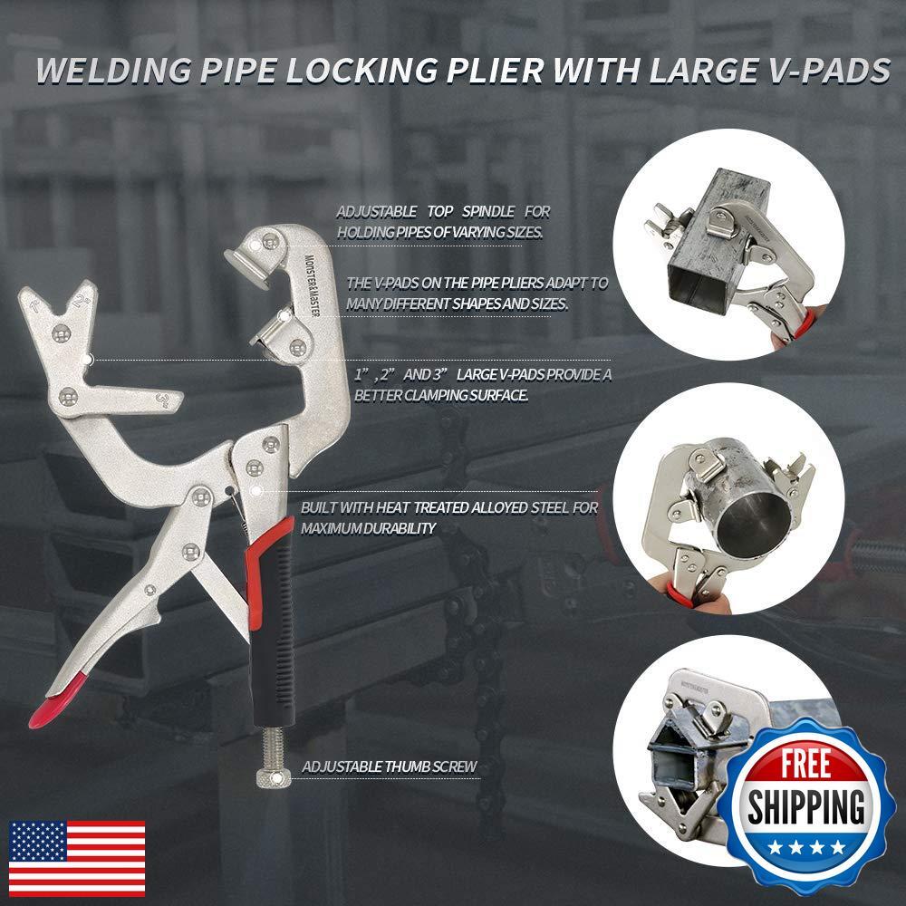 Monster and Master Welding Pipe Plier Clamp, Fast Release, C-Clamp Locking wi