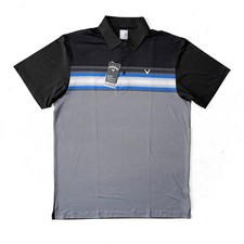 Callaway Polo Shirt Opti-Dri Caviar Stripe Blue Golf Shirt LT