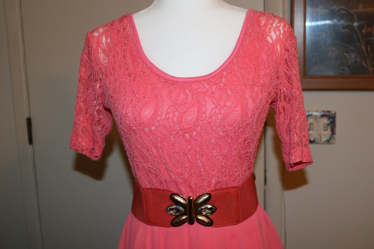 Coral Casual Chiffon Dress with Belt Women. Size Small. Pre-owned. | eBay Coral Casual Chiffon Dress with Belt Women. Size Small. Pre-owned. | eBay