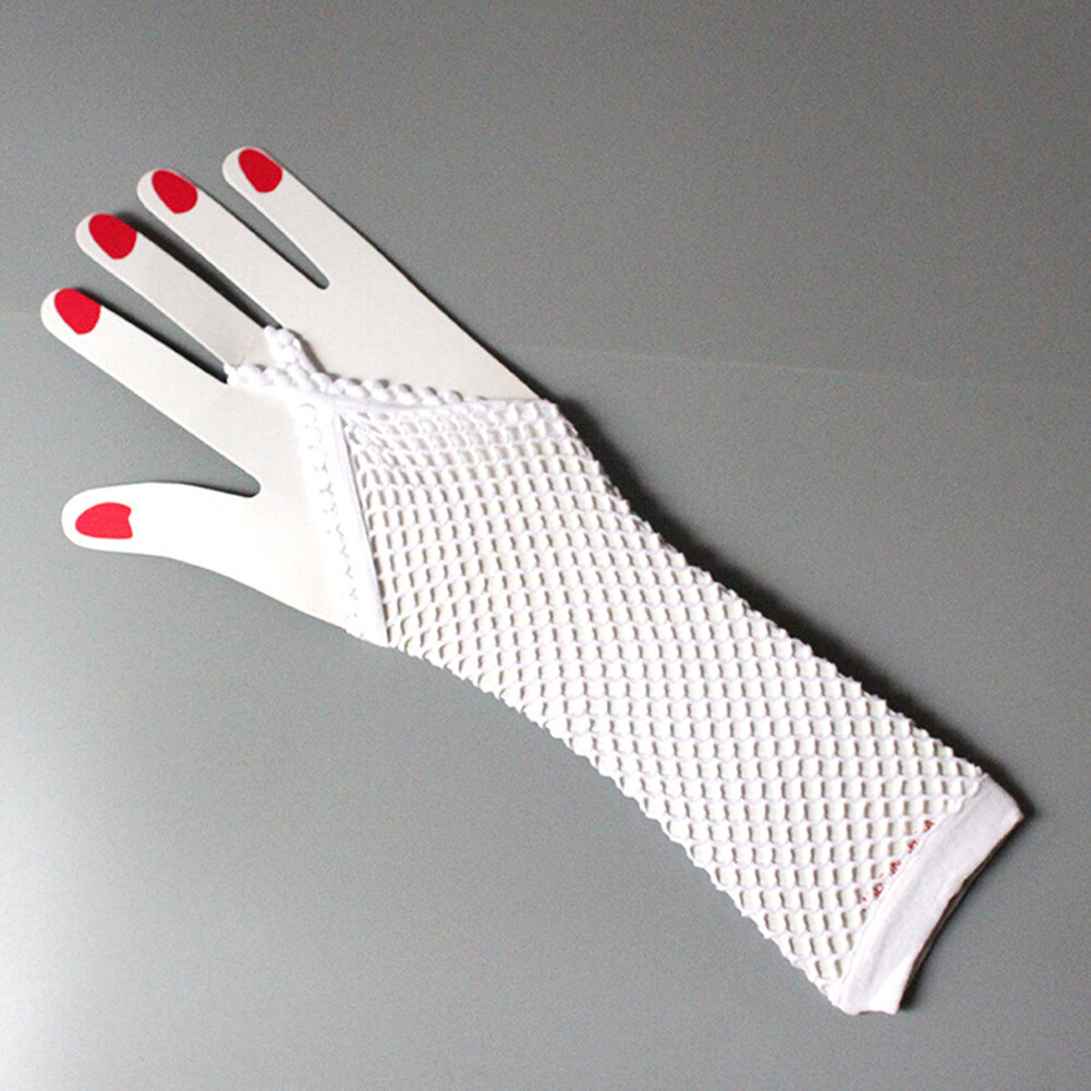 Damen Fischnetz Handschuhe Mit Strass – Fingerlos, Lang, Mesh – Glitzer-Steampunk-Armstulpen Für Party, Halloween, Cosplay