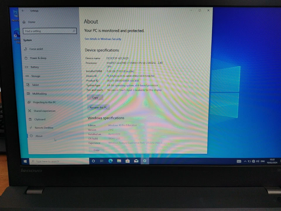 Lenovo ThinkPad W550s 8GB RAM 240GB SSD i7-5500U 2.40GHz *USED* - Image 2 of 4