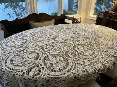 Vtg. - Exceptional Handmade Bobbin Lace Tablecloth - 102'' x 68''