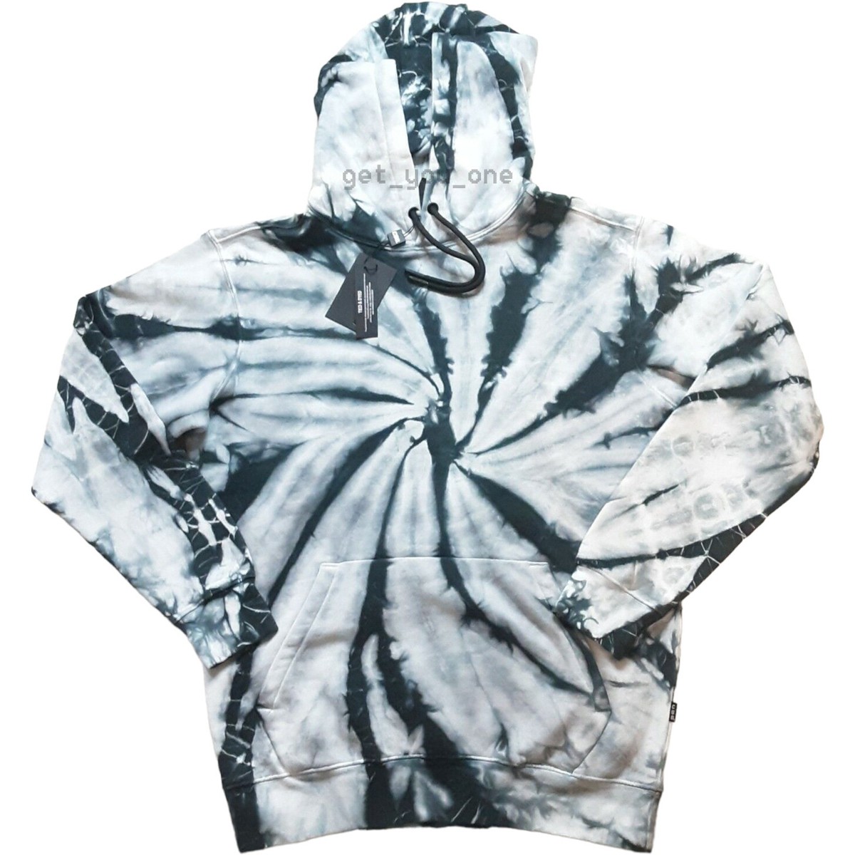 CSG Men's Spin Tie Dye Fleece Pullover Hoodie Sweatshirt White