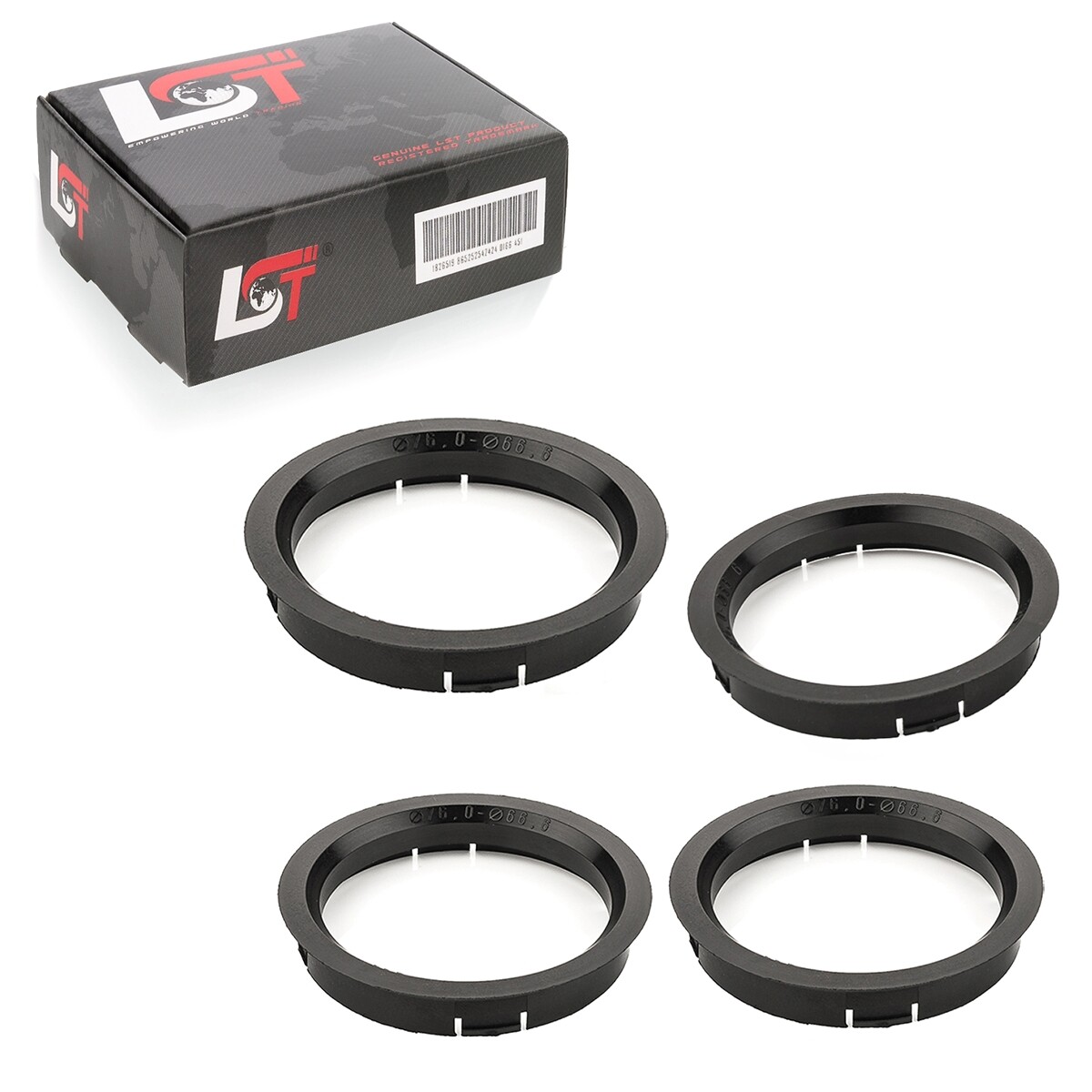 4X Centering Rings Spacers Black Alloy Wheels Ø 76.0 Mm - 66.6 Mm For Vauxhall