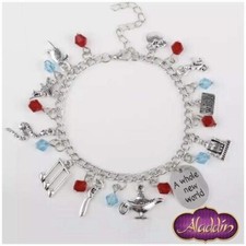 Silver Tone Charm Bracelet Aladdin Disney