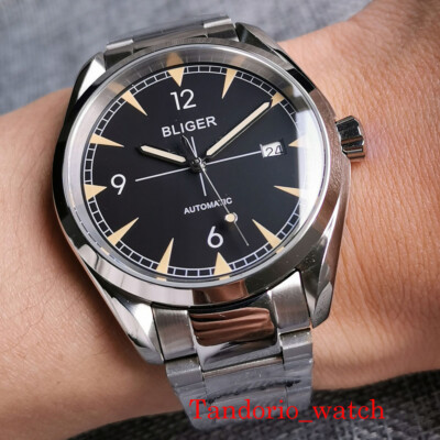 40mm Bliger NH35 Automatic Men Watch sapphire Glass Date Metal Bracelet Polished