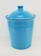 FIESTA WARE large CANISTER utensil CROCK LID peacock blue NEW