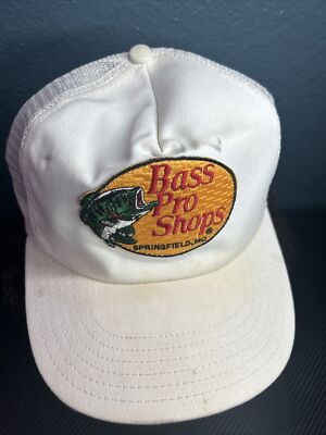 希少　ビンテージ　Bass Pro Shops レザー　メッシュ　ブラウン Vintage Rare Bass Pro Shops Patch Mesh Trucker Hat Cap Made in USA
