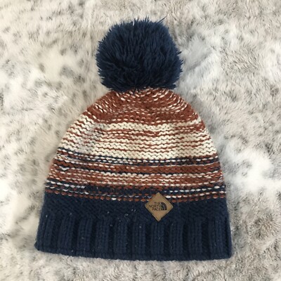 The North Face Pom Beanie Knit Fleece Hat Mens Womens Retro Vtg Snow Board  Ski