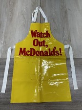 Watch Out, McDonald's 29x18.75  Apron Yellow Vinyl Adjust Straps Pocket Grill