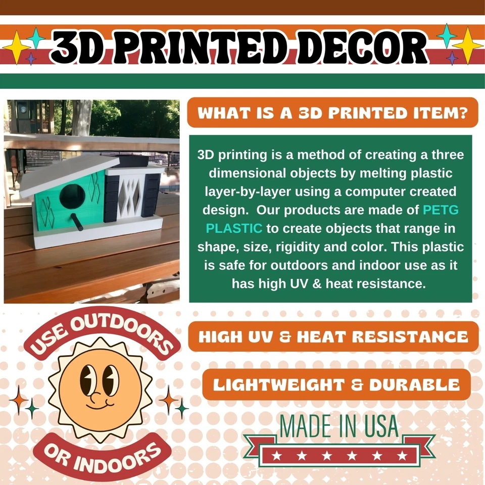 Ретро середины века современный птичий домик Аддисон | 3D-печать| архитектура 1960-х - Изображение 2 из 4