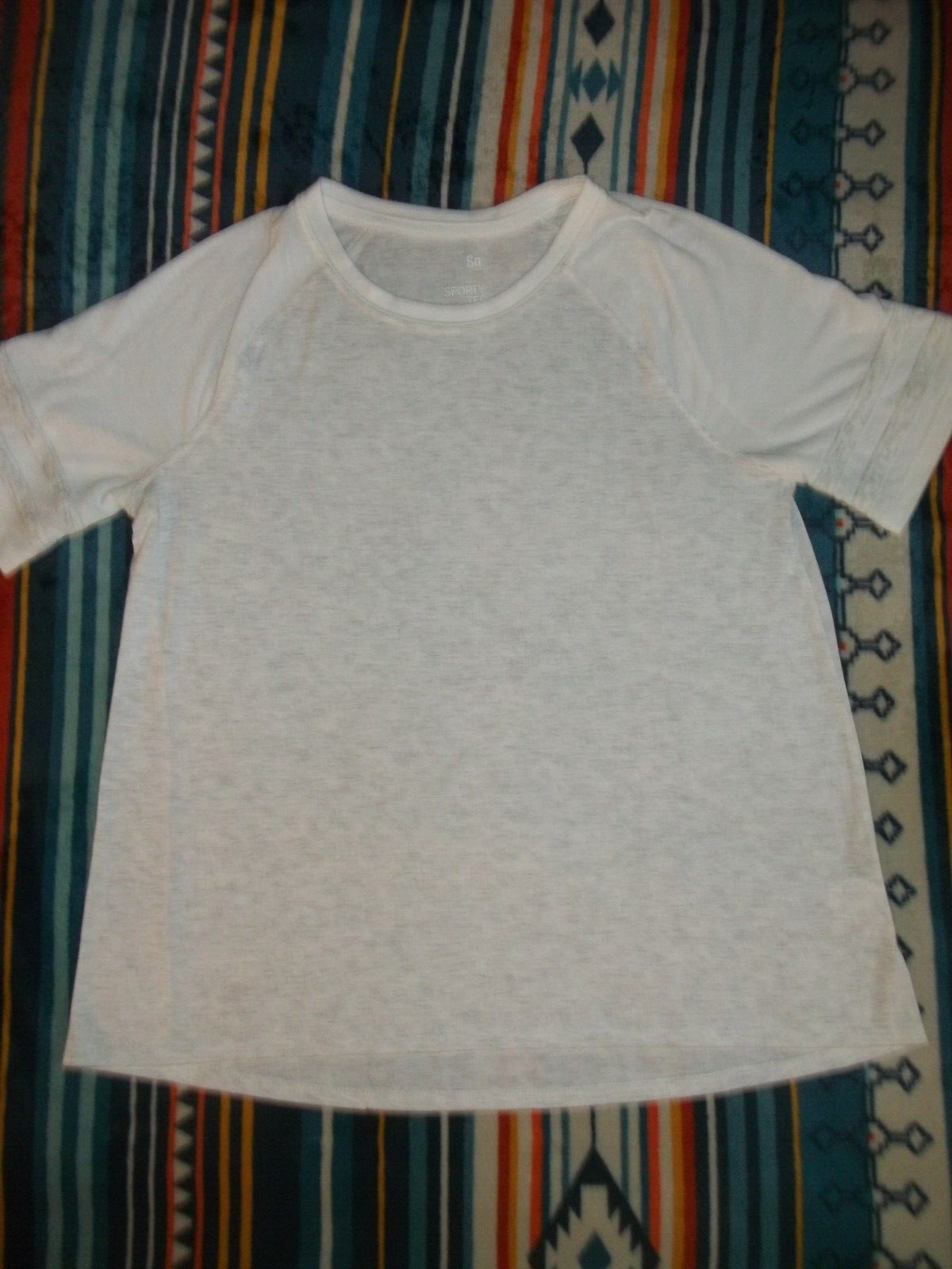 SO Sporty Tee T-Shirt XS Women's Short Sleeve Light Gray Strip Rayon Spandex  | eBay