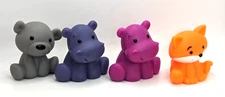 Lot of 4 Infantino Squirt Happy Baby Bath Toys 2 Hippos 1 Fox and 1 Bear