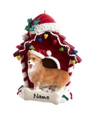 Pembroke Welsh Corgi in Doghouse Personalized Christmas Dog Ornament