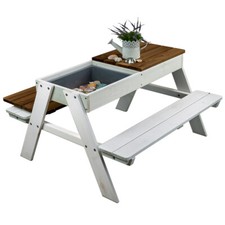 Meppi Sitzgruppe aus Holz für Kinder - Stabil und mit Matschwannen - weiss grün