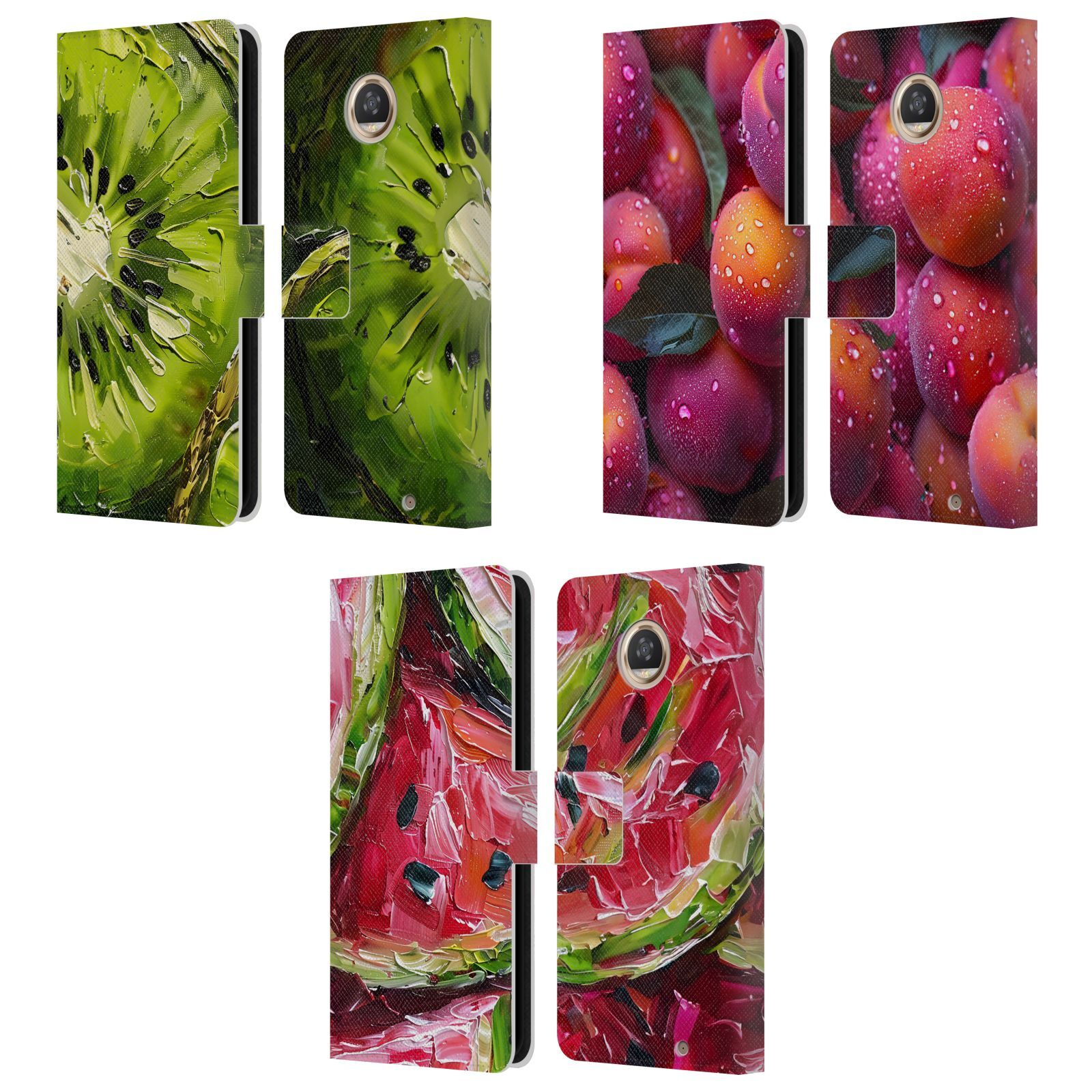 OFFICIAL HAROULITA FRUIT PATTERN LEATHER BOOK CASE FOR MOTOROLA PHONES 2