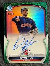 2023 Bowman Chrome 1st GREEN REFRACTOR PROSPECT ROOKIE AUTO Dayan Frias 91/99
