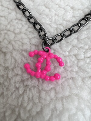 Auth Chanel Neon Pink CC logo Necklace - Vintage | eBay