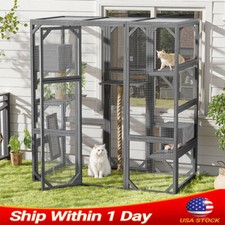 68.5" H Outdoor Cat House Enclosure Catio Wooden Large Cage Pet with Platforms