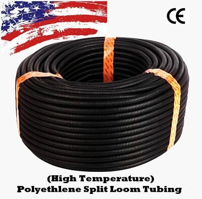 50 Ft 3//8/" Split Wire Loom Conduit Polyethylene Tubing Black Color Sleeve Tube