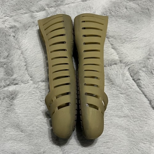 CROCS Youth Girls Sz 4 Flats Green Slip On Shoes With Cutouts - Picture 2 of 10