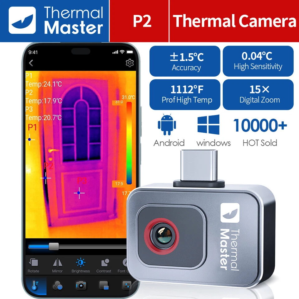 THERMAL MASTER P2 Thermal Camera Android for Home Inspection 1.5℃ Most Accurate Imager