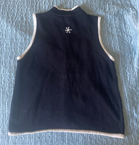 Vintage Ugly Christmas Sweater Weste Gr. L Holiday Zip Baumwolle Viskose schwarz - Bild 12 von 16