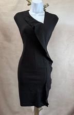 Anne Klein Black Ruffle Sleeveless Sheath Dress Size M