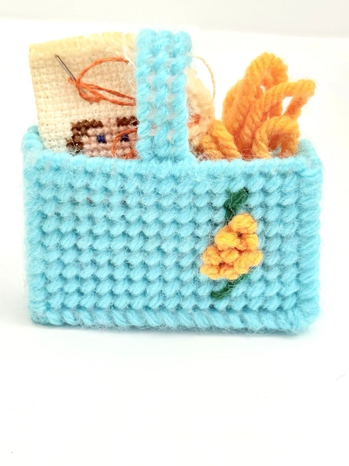 Vintage Christmas Plastic Canvas Cross Stitch 1970's Kitsch Handmade Ornaments - Image 2 of 4