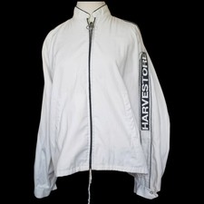 VTG Swingster Harvestore Jacket Sz L White Farmer Lightweight Made In USA