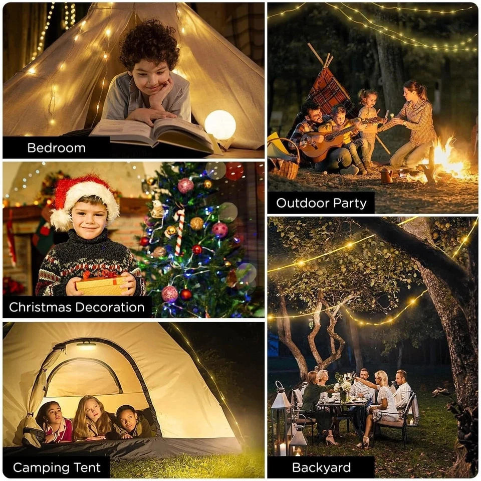 4 In 1 Portable Camping String Lights USB Rechargeable 33FT LED Tent Lamp Xmas - Image 3 of 4