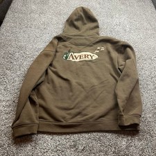 Avery Hunting Apparel Hoodie Mens XXL Brown Embroidered Logo Pullover Sweatshirt