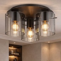 Deckenleuchte Deckenlampe Esszimmerleuchte Glas Rauch 3 Flammig Led D 37 Cm