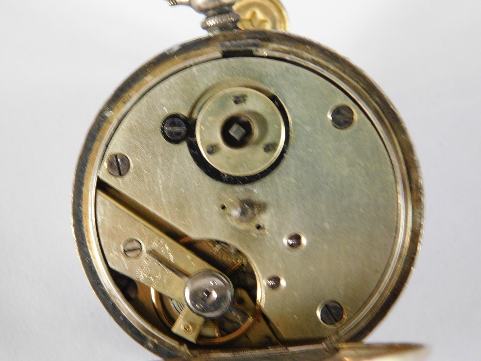 ANTIQUE SOLID SILVER PATTERNED CASE POCKET WATCH - image 10