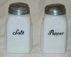 McKee Vintage Roman Arch Shakers Set 2 Milk Glass Salt & Pepper Shakers