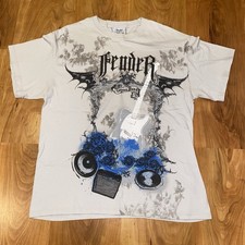 FENDER Guitar and Amp Forever LOUD Rock N Roll Shirt Gray Adult Sz Medium Y2K