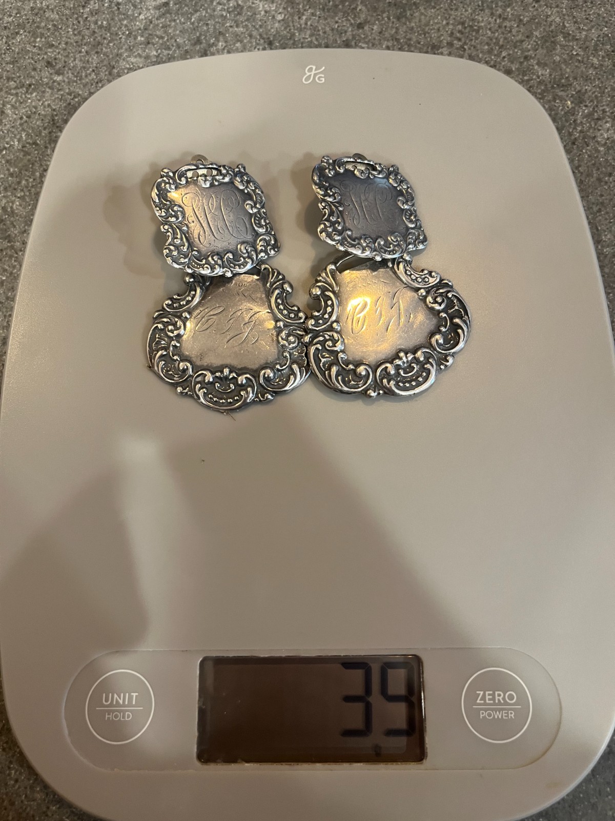 Solid .925 Sterling Silver - Monogram Clip-On Ear… - image 1