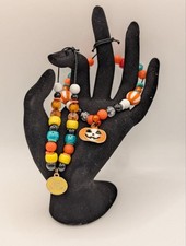 Halloween Necklace and Bracelet Set - Pumpkin Charm, Universal Sizes